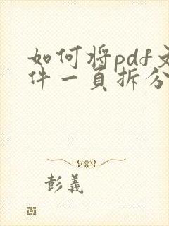 如何将pdf文件一页拆分成两页