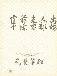 霍爷夫人出价一千亿要离婚的小说免费阅读