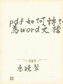 pdf如何转化为word文档