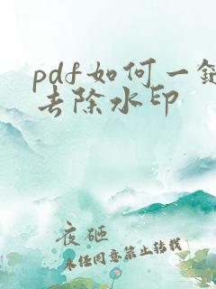 pdf如何一键去除水印