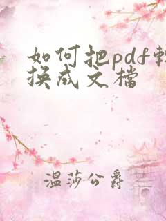如何把pdf转换成文档