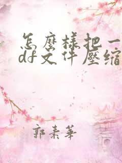怎么样把一个pdf文件压缩到最小