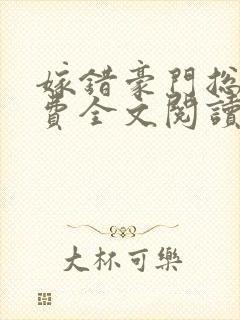 嫁错豪门总裁免费全文阅读