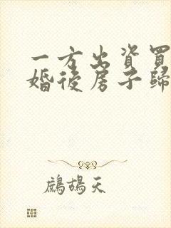 一方出资买房离婚后房子归谁