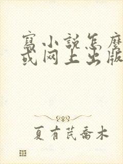 写小说怎么出版或网上出版