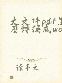 大文件pdf怎么转换成word