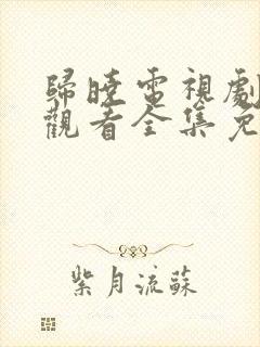 归晓电视剧在线观看全集免费高清