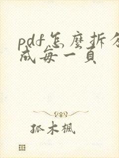 pdf怎么拆分成每一页