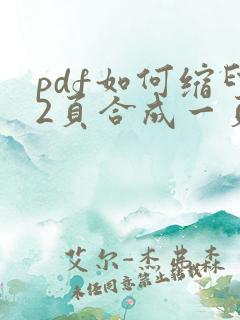 pdf如何缩印2页合成一页