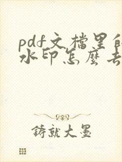 pdf文档里的水印怎么去除