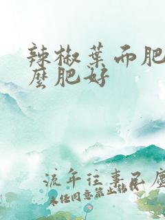 辣椒叶面肥施什么肥好