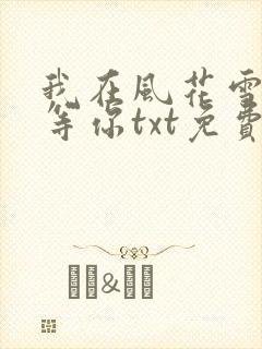 我在风花雪月里等你txt免费下载