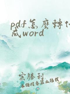 pdf怎么转化成word