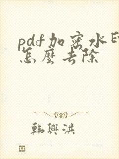 pdf加密水印怎么去除
