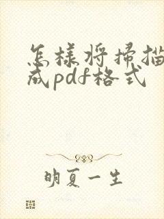 怎样将扫描件转成pdf格式
