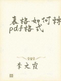 表格如何转化成pdf格式