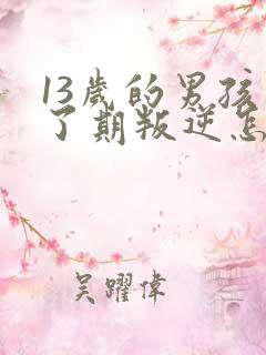 13岁的男孩到了期叛逆怎么教