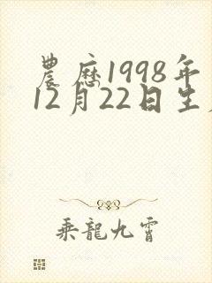 农历1998年12月22日生辰八字