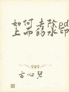 如何去除pdf上面的水印文字