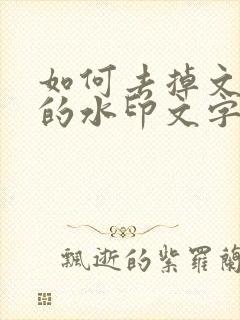 如何去掉文档中的水印文字