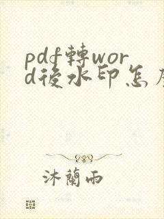 pdf转word后水印怎么去掉