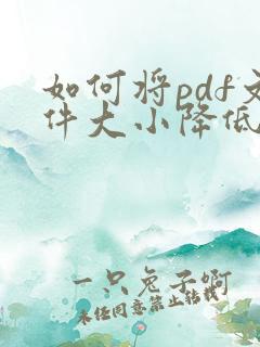 如何将pdf文件大小降低