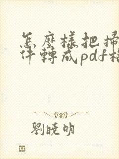 怎么样把扫描文件转成pdf格式
