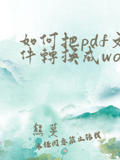 如何把pdf文件转换成word文档