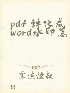 pdf 转化成word水印怎么去掉水印