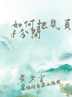 如何把几页pdf分开