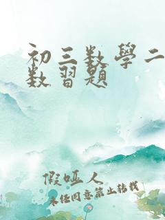 初三数学二次函数习题