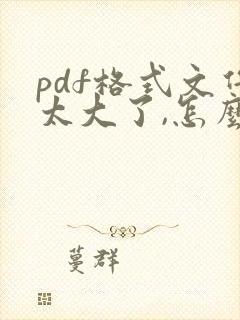 pdf格式文件太大了,怎么压缩大小