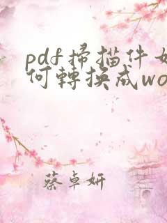 pdf扫描件如何转换成word文档