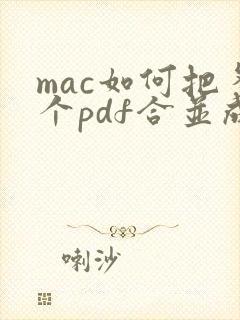 mac如何把多个pdf合并成一个