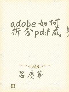 adobe如何拆分pdf成多个文件