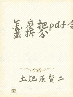 怎么把pdf合并拆分
