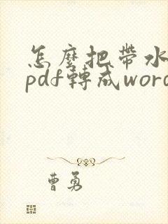 怎么把带水印的pdf转成word