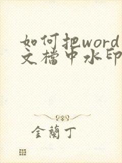 如何把word文档中水印去掉