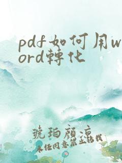 pdf如何用word转化