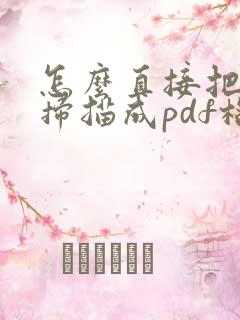 怎么直接把文件扫描成pdf格式
