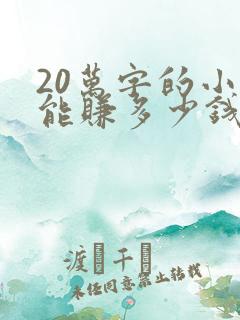 20万字的小说能赚多少钱