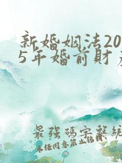 新婚姻法2025年婚前财产分割