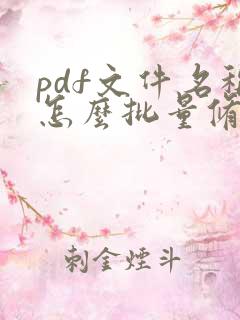 pdf文件名称怎么批量修改