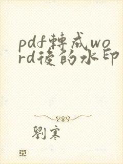 pdf转成word后的水印怎么去掉