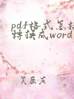 pdf格式怎样转换成word文档