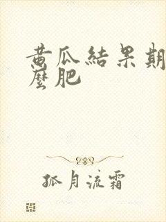 黄瓜结果期施什么肥