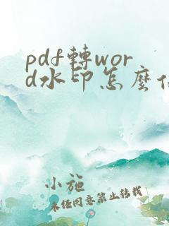 pdf转word水印怎么保留