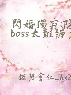 闪婚独宠:隐婚boss太难缠免费阅读