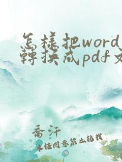怎样把word转换成pdf文档