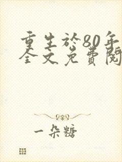 重生于80年代全文免费阅读